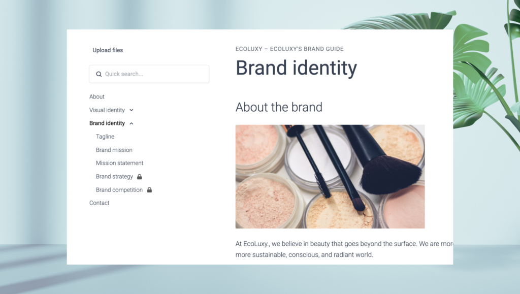 page organization in brandguide.io