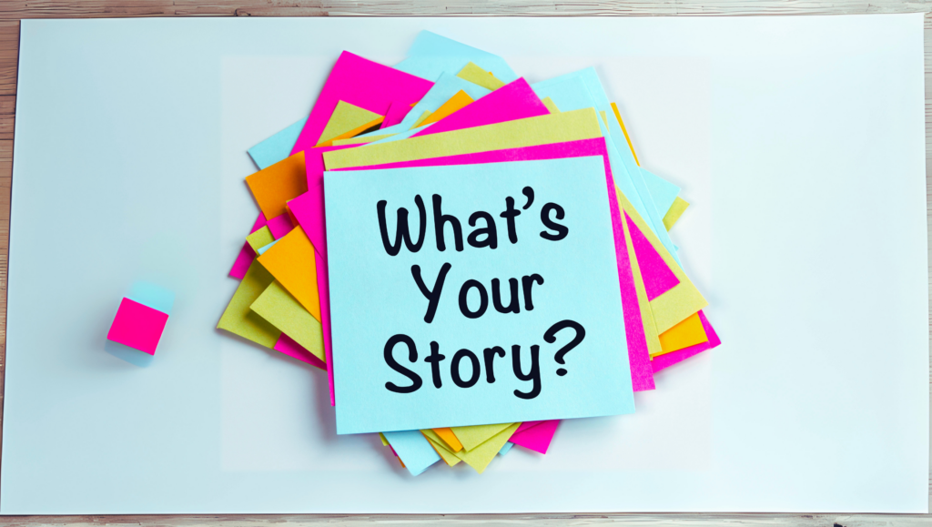 sticky notes asking about your brand story