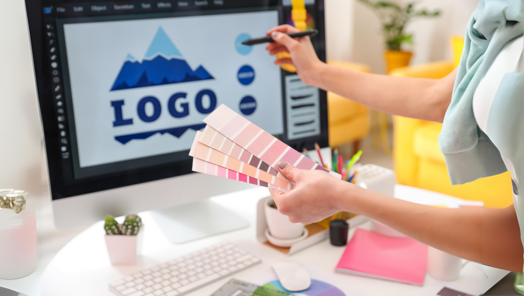 image of a woman developing a logo 